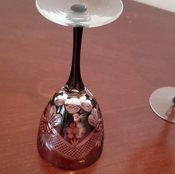 Bohemian Red Stemmed ,cut to clear ruby red crystal liquor glass - Picture 4 of 6